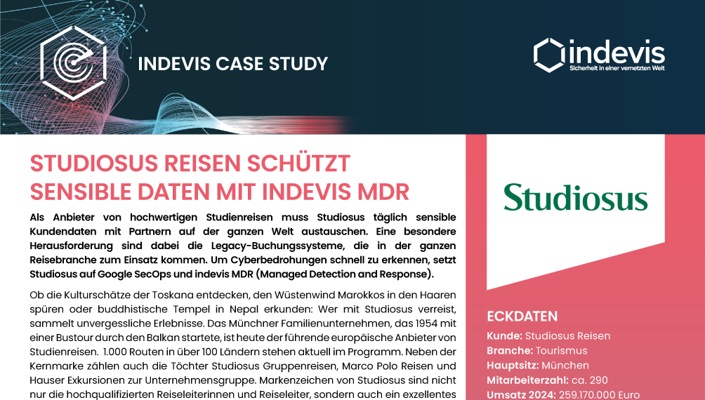 Case Study: Reiseveranstalter Studiosus vertraut auf indevis MDR und Google SecOps